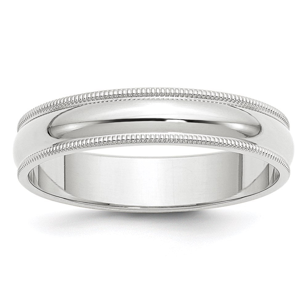 10k White Gold 5mm Milgrain Half Round Wedding Band Ring