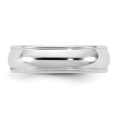 14K White Gold 5.5mm Milgrain Half Round Band