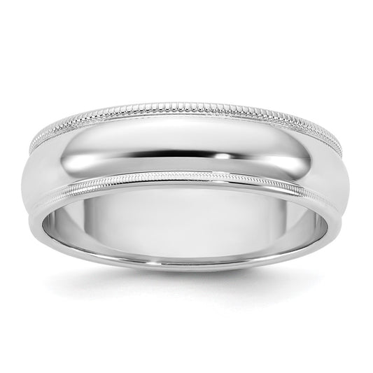 14K White Gold 5.5mm Milgrain Half Round Band