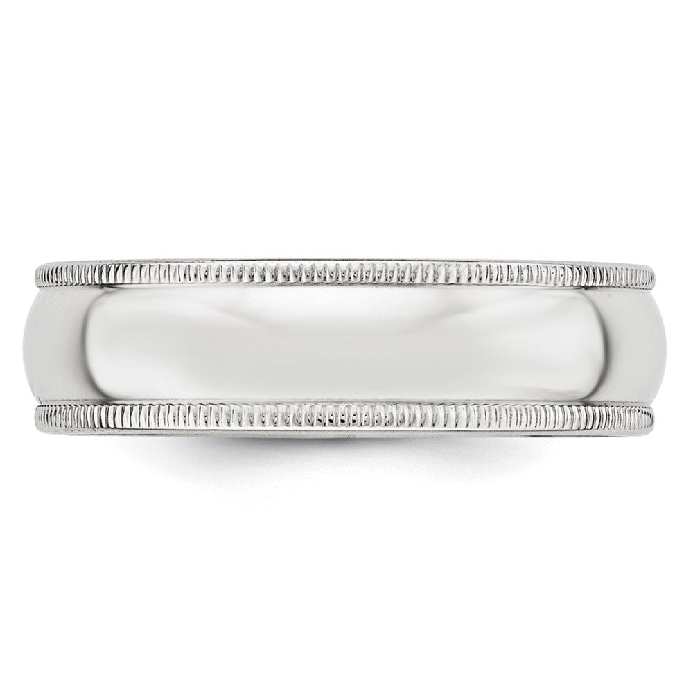 18k White Gold 6mm Milgrain Half Round Wedding Band Ring