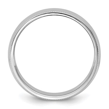 14K White Gold 7mm Milgrain Half Round Band