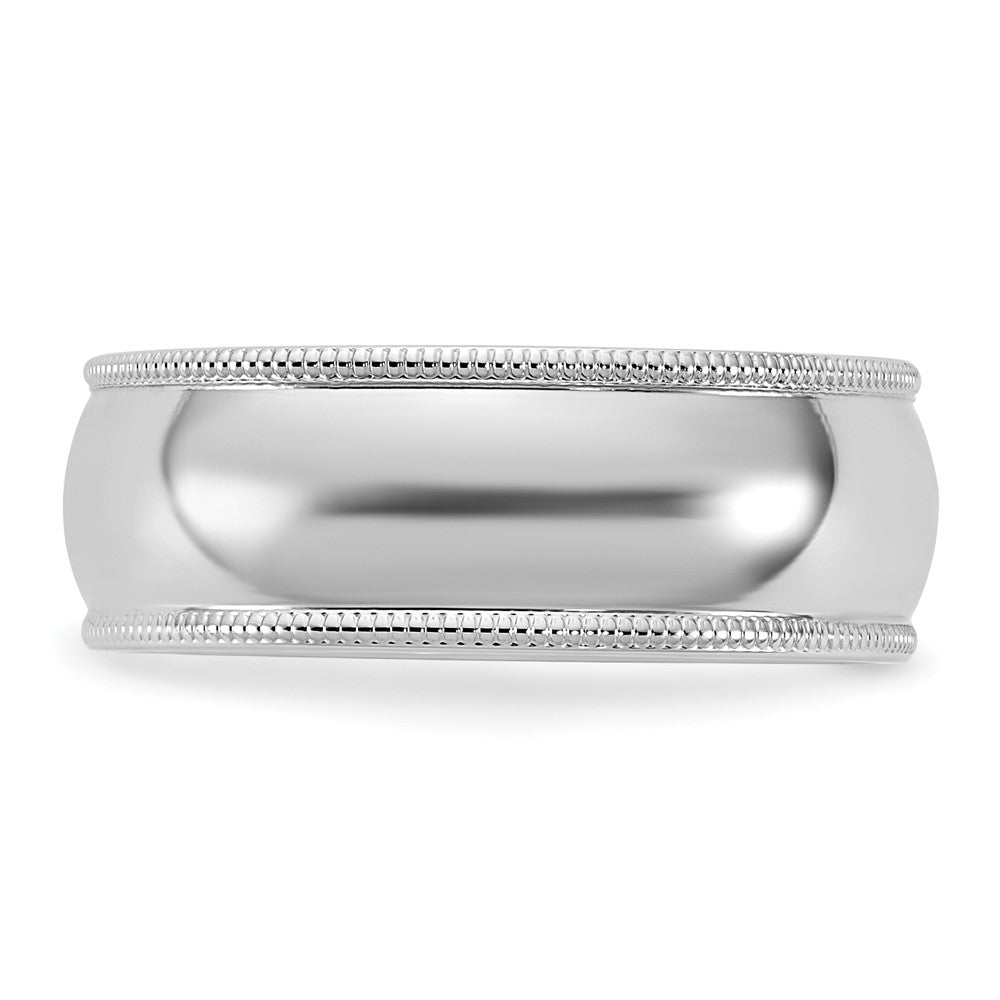 10K White Gold 10Kw 7mm Milgrain Half Round Band Size 11