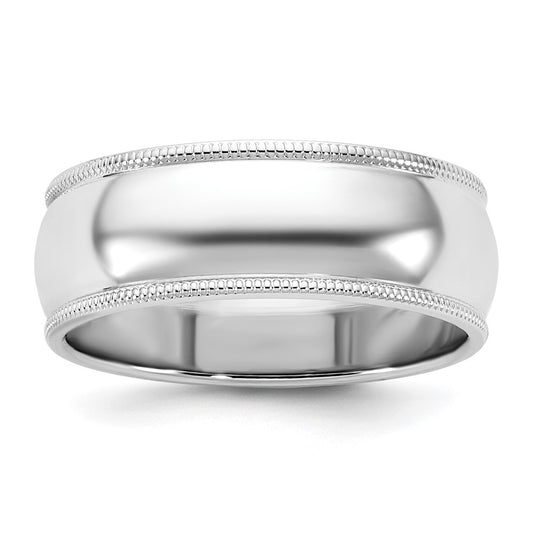 14K White Gold 7mm Milgrain Half Round Band