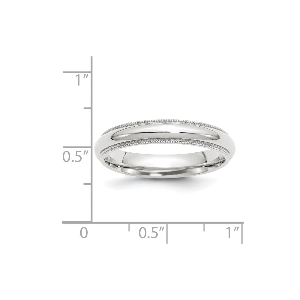 10k White Gold 4mm Milgrain Half Round Comfort Fit Wedding Band Ring