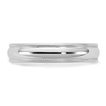 14K White Gold 4.5mm Milgrain Comfort Fit Band