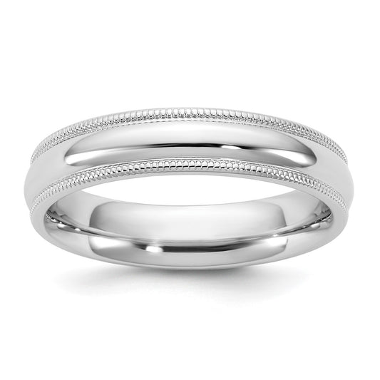 14K White Gold 4.5mm Milgrain Comfort Fit Band