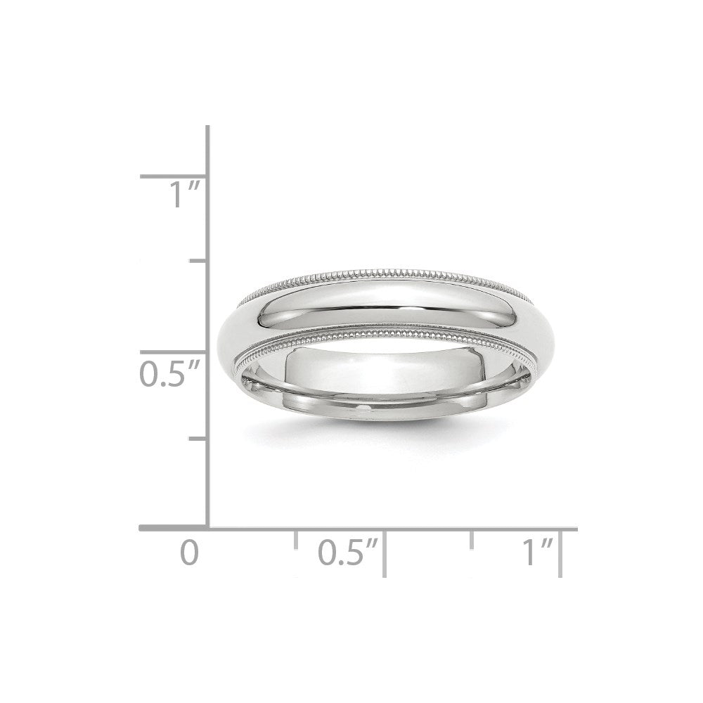 14k White Gold 5mm Milgrain Half Round Comfort Fit Wedding Band Ring