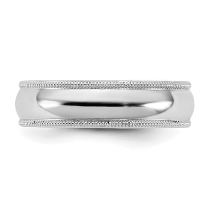 14K White Gold 5.5mm Milgrain Comfort Fit Band