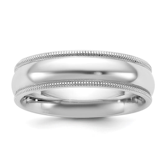 14K White Gold 5.5mm Milgrain Comfort Fit Band