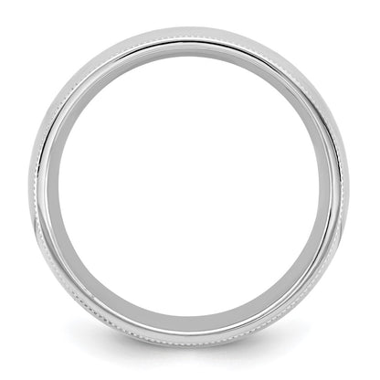 14K White Gold 6.5mm Milgrain Comfort Fit Band