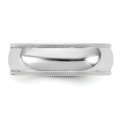 10K White Gold 10Kw 6.5mm Milgrain Comfort Fit Band Size 4