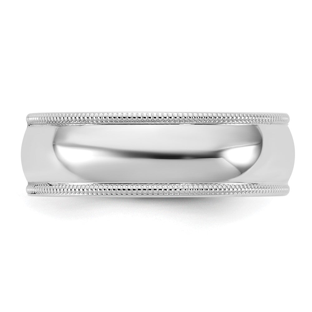 14K White Gold 6.5mm Milgrain Comfort Fit Band