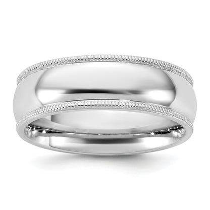 10K White Gold 10Kw 6.5mm Milgrain Comfort Fit Band Size 7