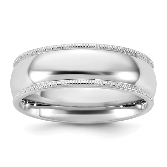10K White Gold 10Kw 6.5mm Milgrain Comfort Fit Band Size 6