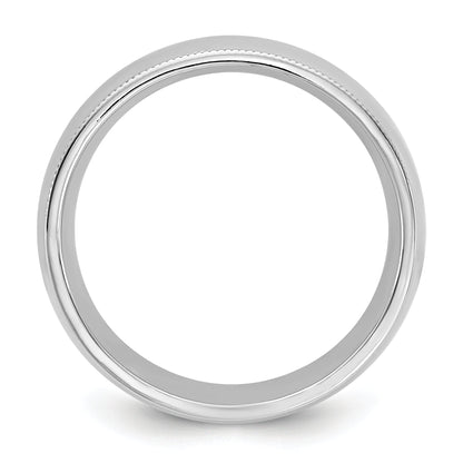 10K White Gold 10Kw 7mm Milgrain Comfort Fit Band Size 6