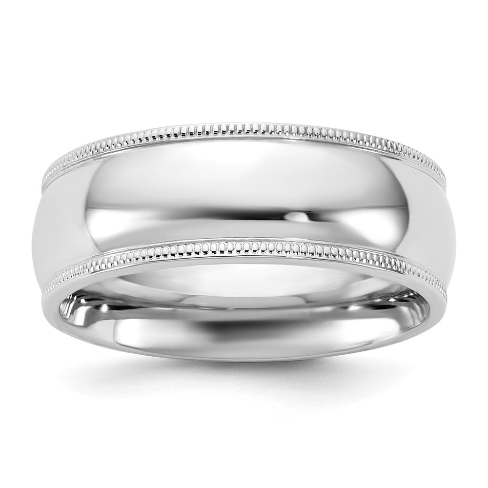 14K White Gold 7mm Milgrain Comfort Fit Band