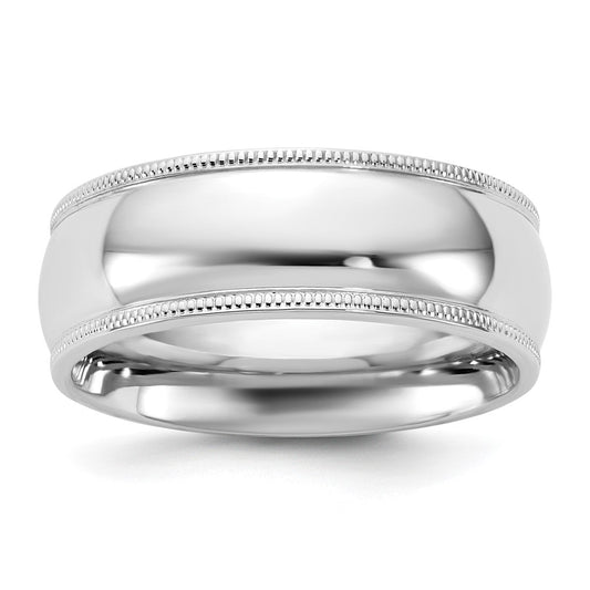 14K White Gold 7mm Milgrain Comfort Fit Band