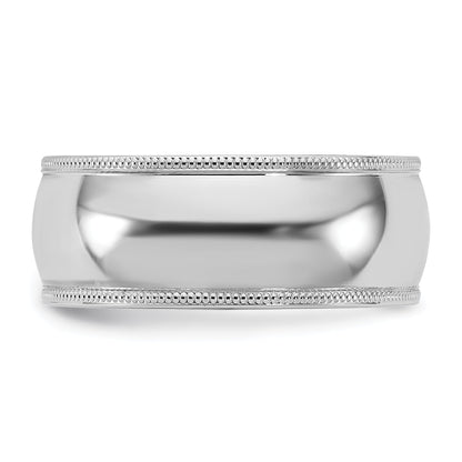 10K White Gold 10Kw 8mm Milgrain Comfort Fit Band Size 6.5