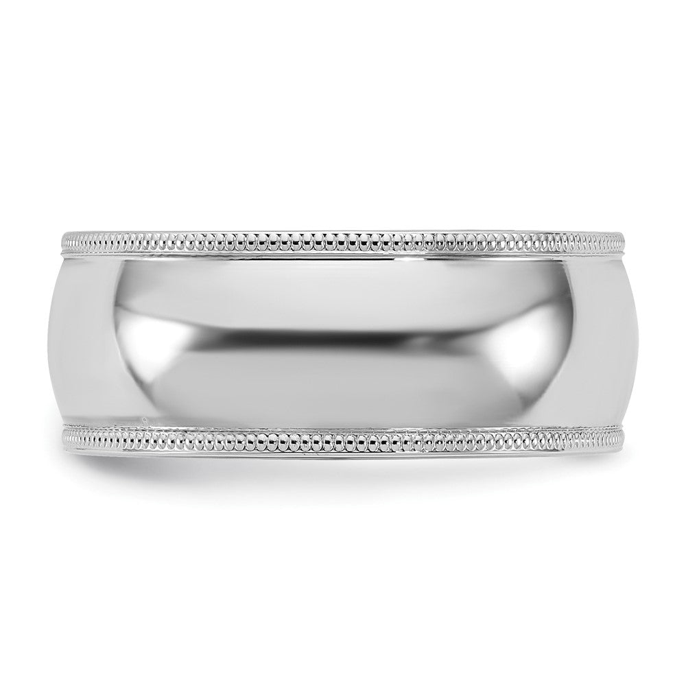 14K White Gold 8mm Milgrain Comfort Fit Band