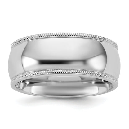 10K White Gold 10Kw 8mm Milgrain Comfort Fit Band Size 10