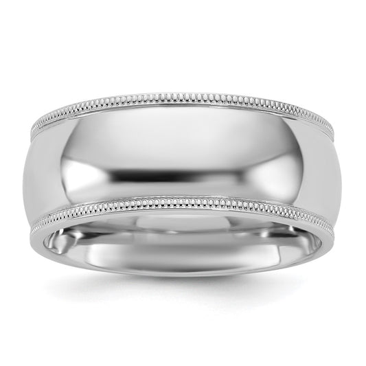 14K White Gold 8mm Milgrain Comfort Fit Band