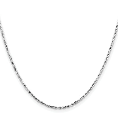 14K White Gold 24 Inch 1.8mm Diamond Cut Milano Rope With Lobster Clasp Chain Necklace