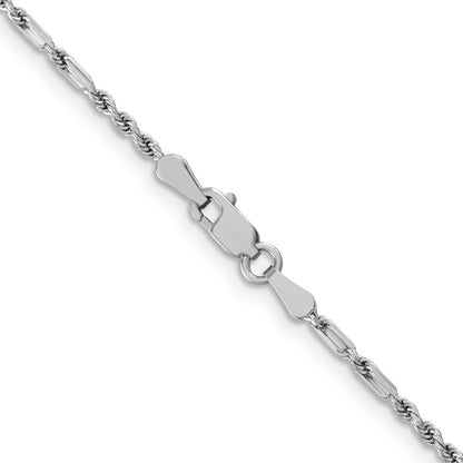 14K White Gold 18 Inch 1.8mm Diamond Cut Milano Rope With Lobster Clasp Chain Necklace