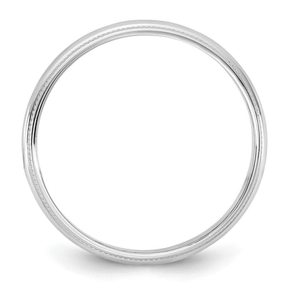 10K White Gold 10Kw 3.5mm Lightweight Milgrain Half Round Band Size 10.5