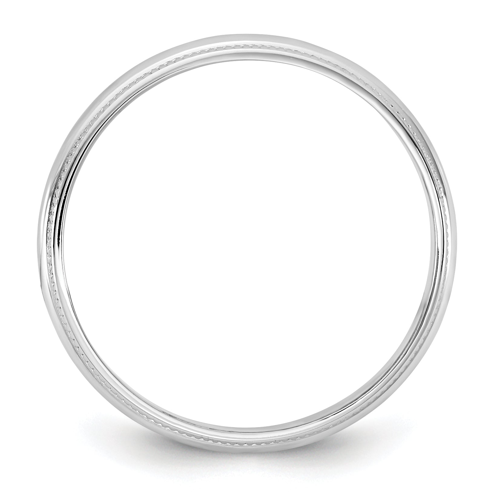 10K White Gold 10Kw 3.5mm Lightweight Milgrain Half Round Band Size 5.5