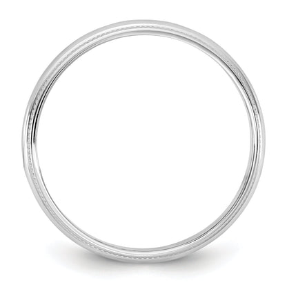 10K White Gold 10Kw 3.5mm Lightweight Milgrain Half Round Band Size 11.5