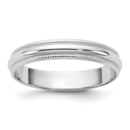 10K White Gold 10Kw 3.5mm Lightweight Milgrain Half Round Band Size 10.5