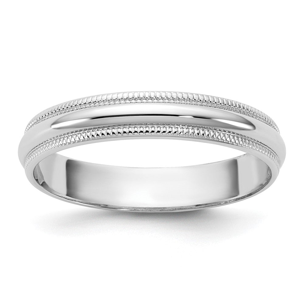 10K White Gold 10Kw 3.5mm Lightweight Milgrain Half Round Band Size 7