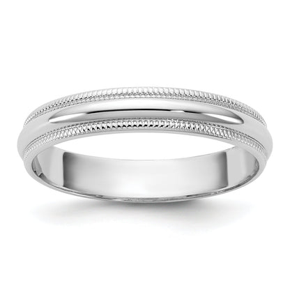 10K White Gold 10Kw 3.5mm Lightweight Milgrain Half Round Band Size 12