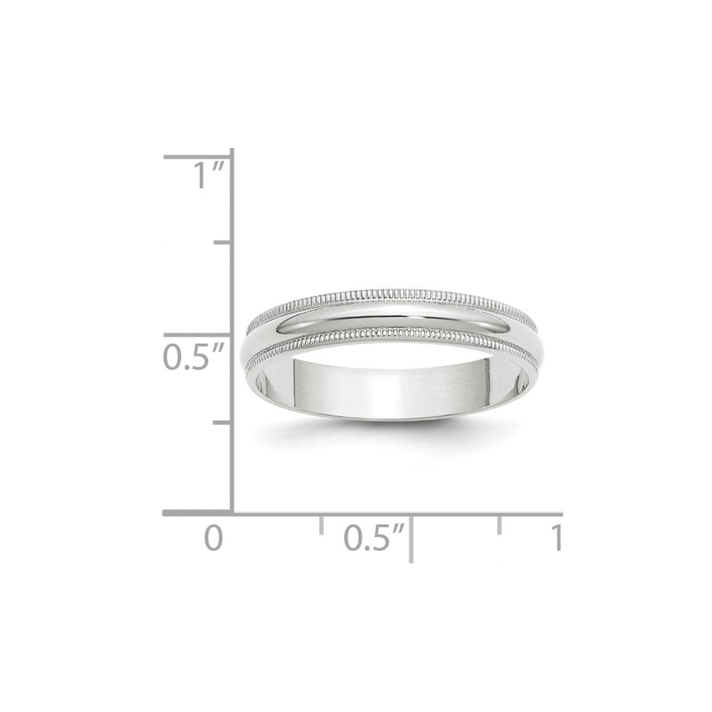 14k White Gold 4mm Lightweight Milgrain Half Round Wedding Band Ring