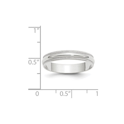 14k White Gold 4mm Lightweight Milgrain Half Round Wedding Band Ring