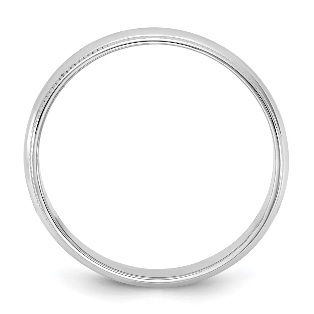 10K White Gold 10Kw 4.5mm Lightweight Milgrain Half Round Band Size 13.5