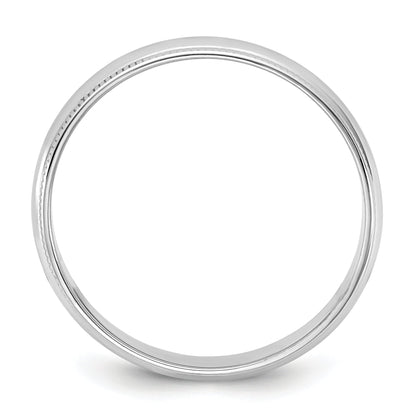 10K White Gold 10Kw 4.5mm Lightweight Milgrain Half Round Band Size 4.5