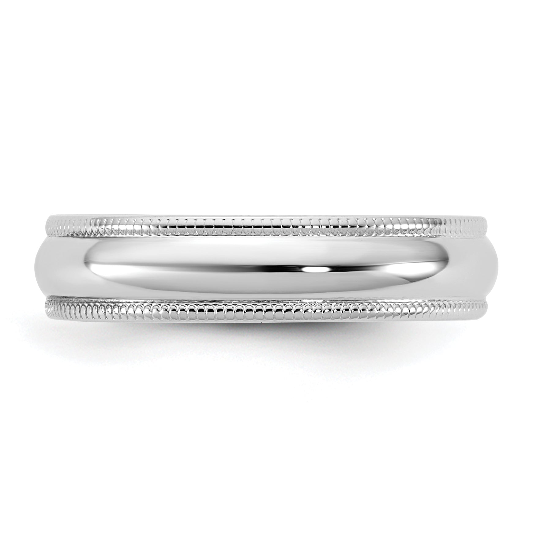 10K White Gold 10Kw 4.5mm Lightweight Milgrain Half Round Band Size 4