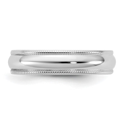 10K White Gold 10Kw 4.5mm Lightweight Milgrain Half Round Band Size 13.5