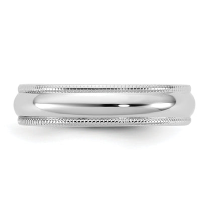 10K White Gold 10Kw 4.5mm Lightweight Milgrain Half Round Band Size 6.5