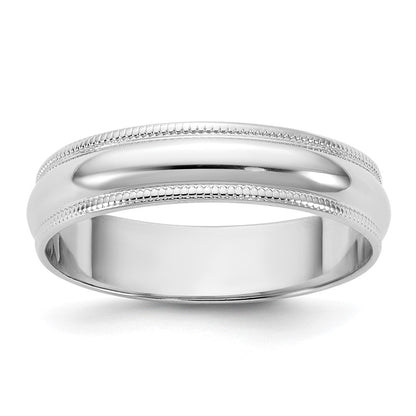 14K White Gold 4.5mm Lightweight Milgrain Half Round Band