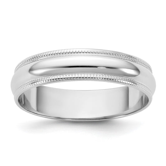 14K White Gold 4.5mm Lightweight Milgrain Half Round Band