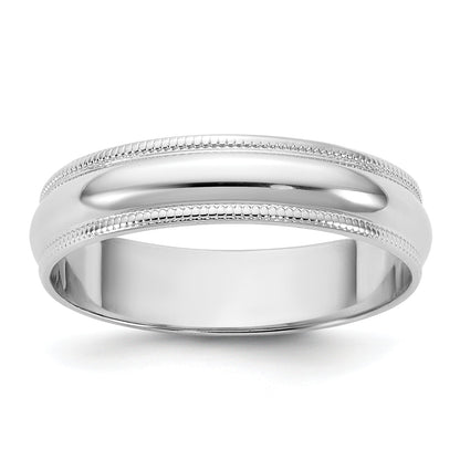 10K White Gold 10Kw 4.5mm Lightweight Milgrain Half Round Band Size 5