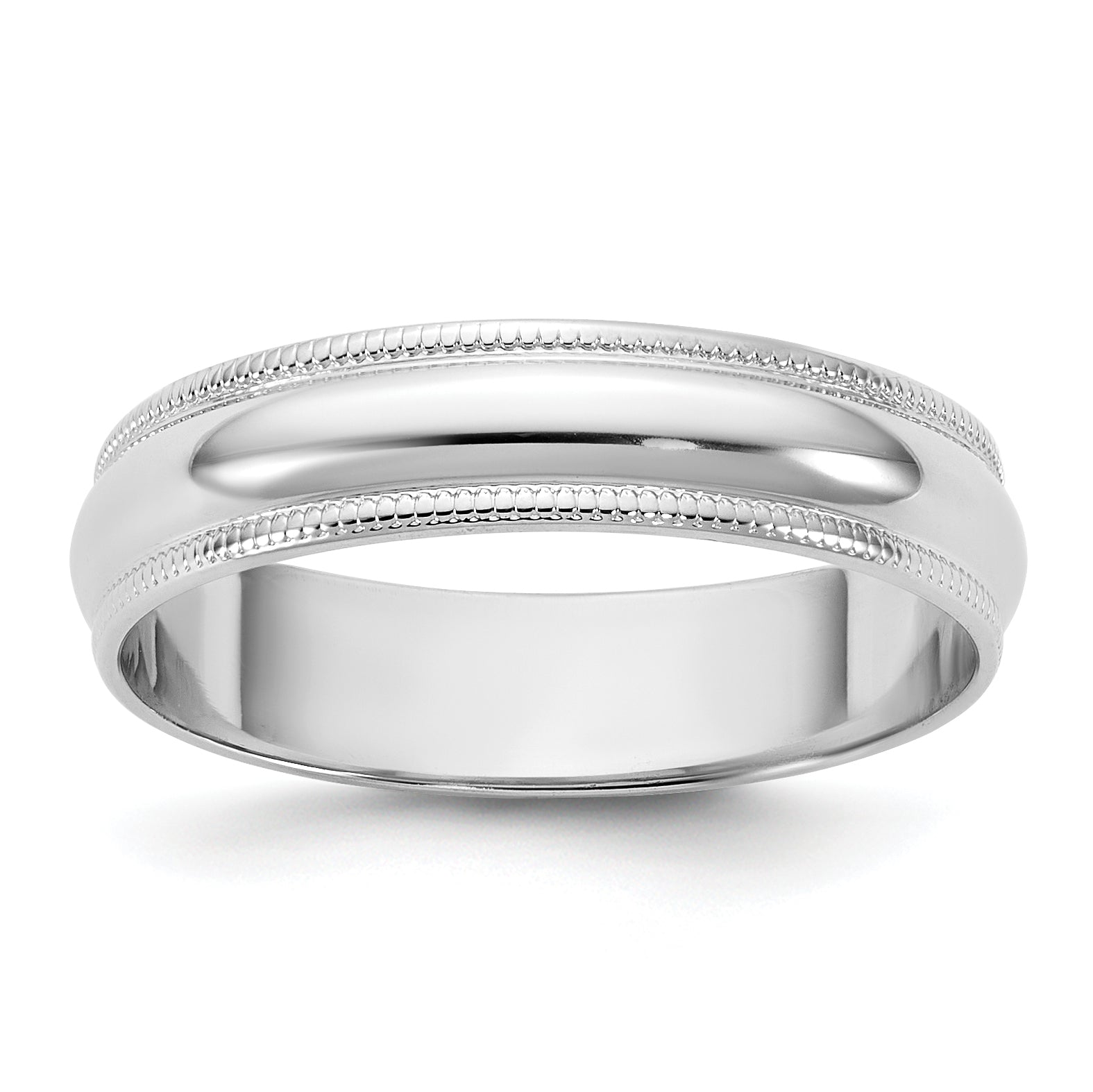10K White Gold 10Kw 4.5mm Lightweight Milgrain Half Round Band Size 6.5