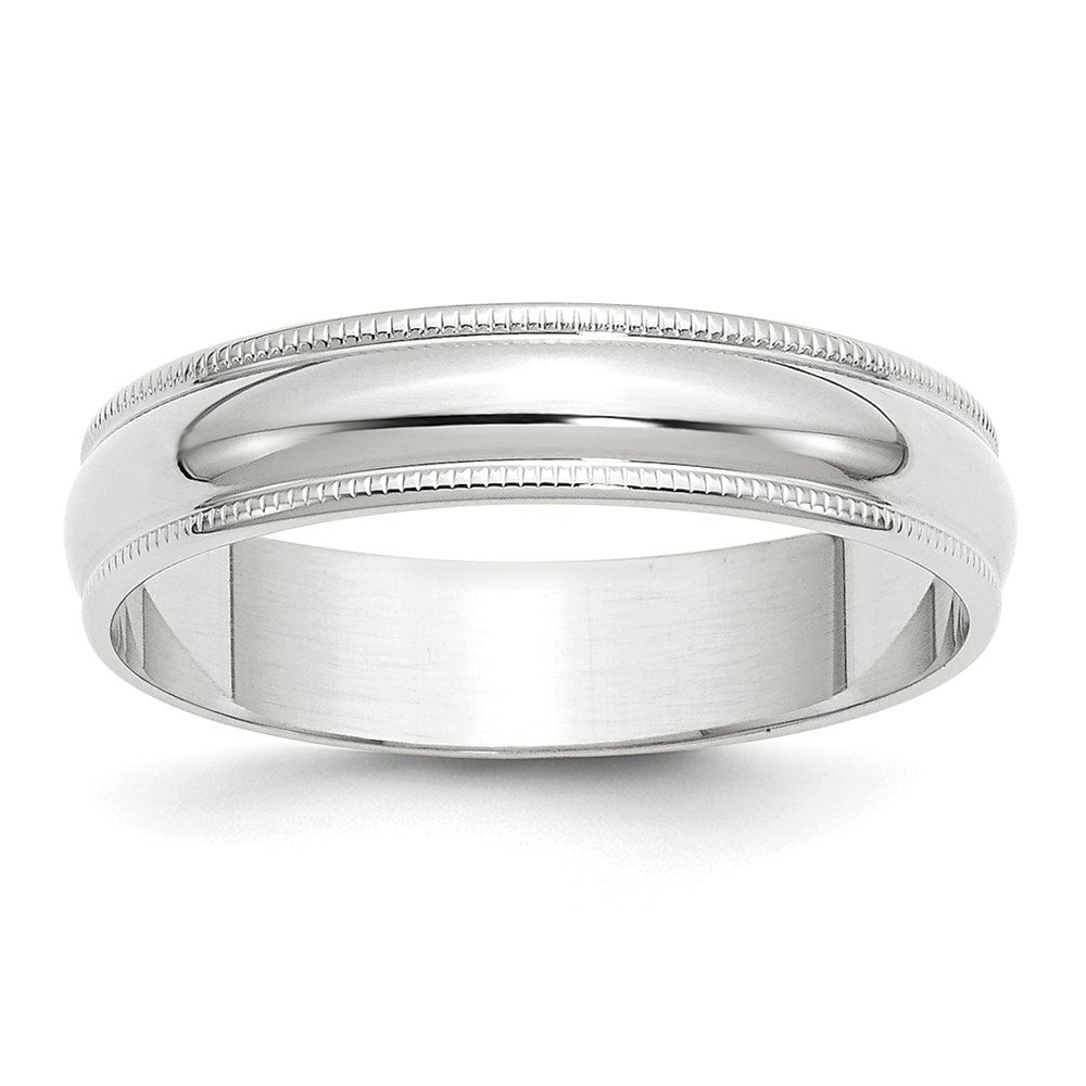 18k White Gold 5mm Lightweight Milgrain Half Round Wedding Band Ring