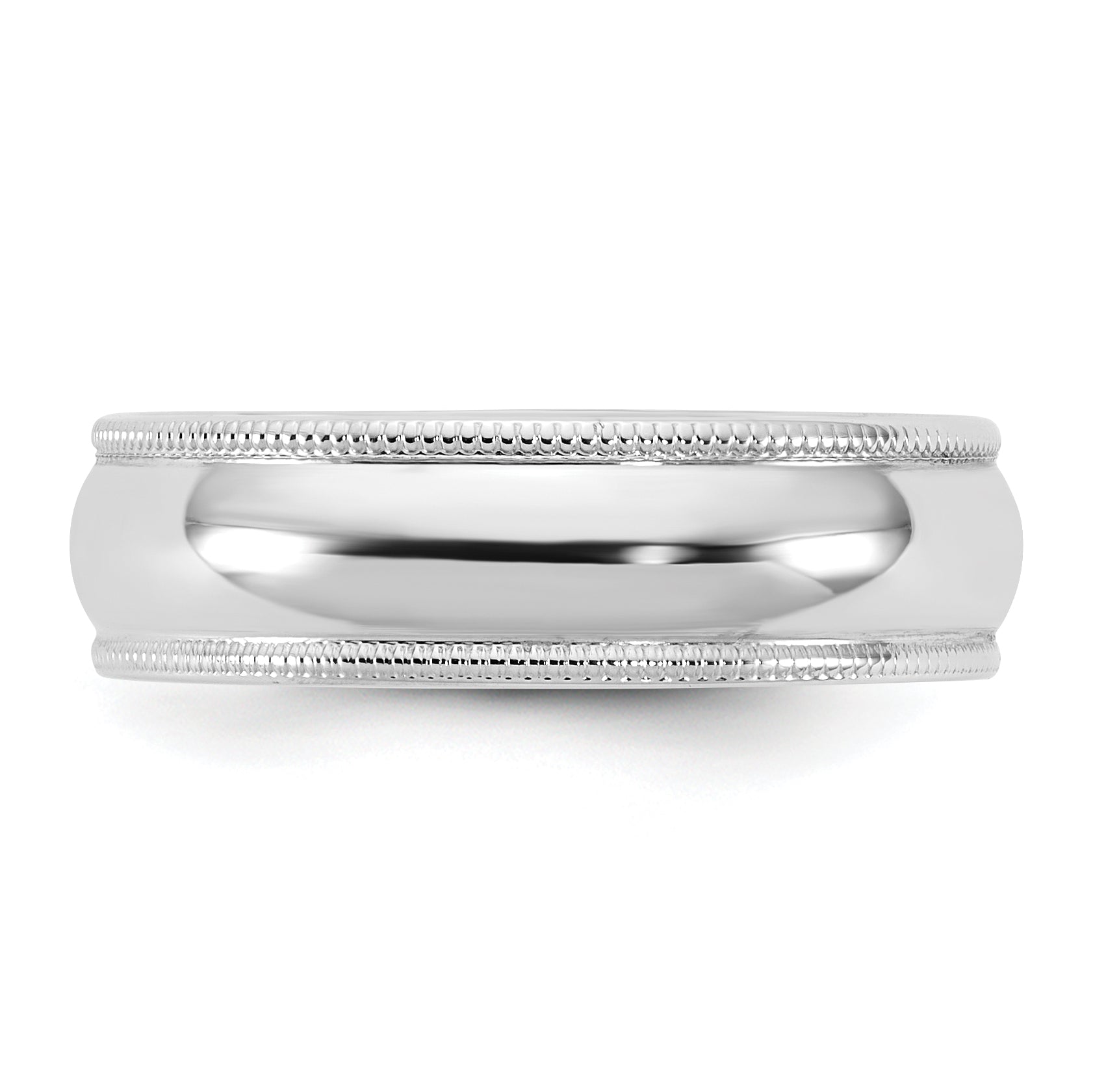 10K White Gold 10Kw 5.5mm Lightweight Milgrain Half Round Band Size 4.5