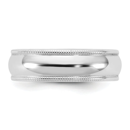 10K White Gold 10Kw 5.5mm Lightweight Milgrain Half Round Band Size 4.5