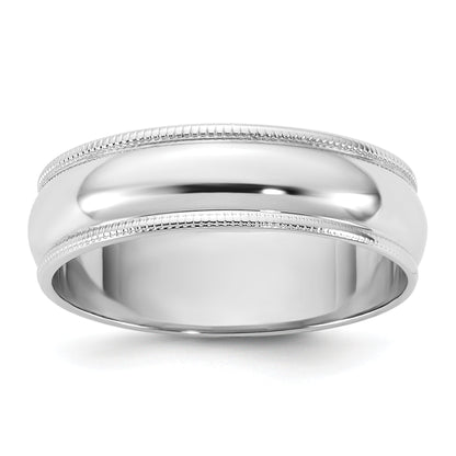 10K White Gold 10Kw 5.5mm Lightweight Milgrain Half Round Band Size 4.5