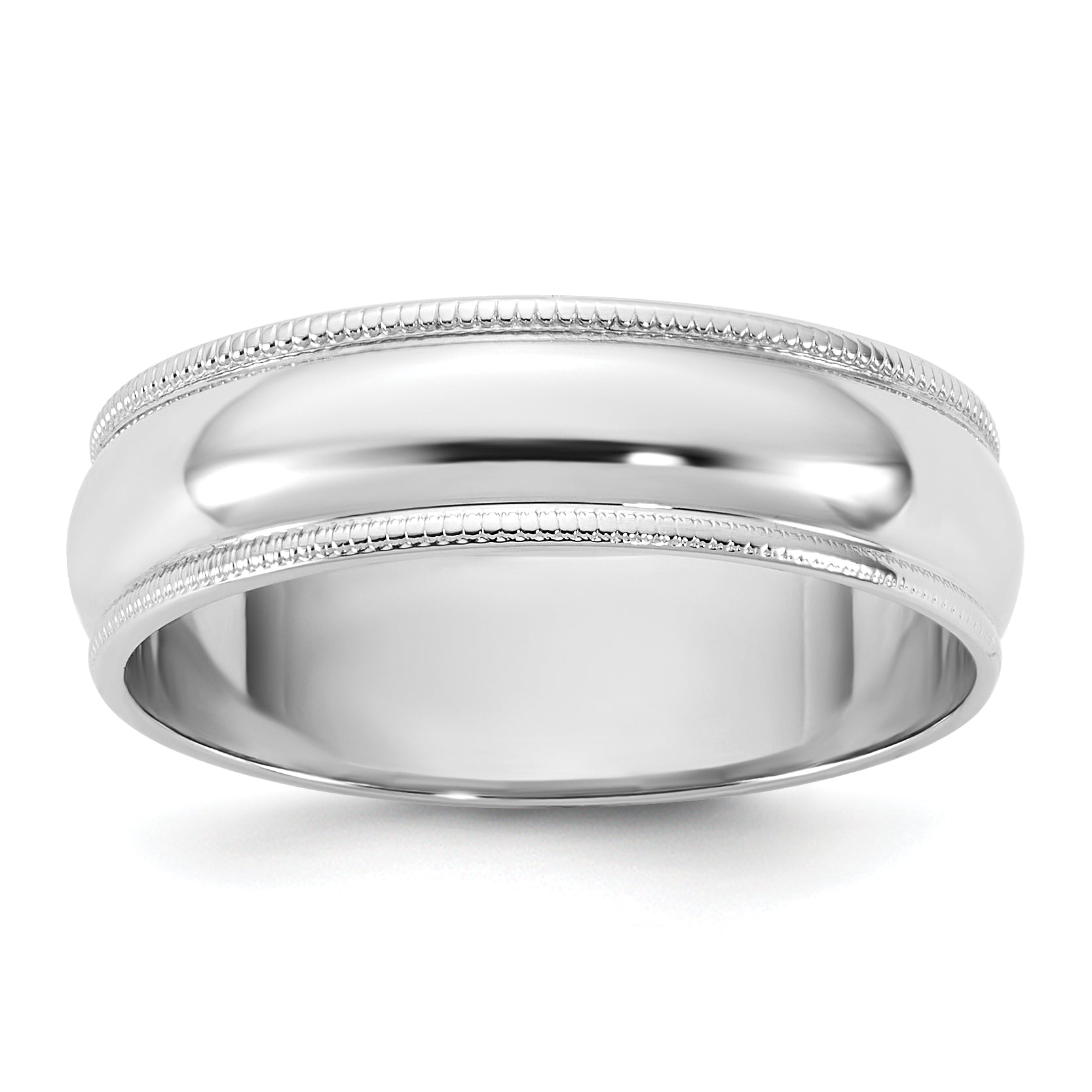 10K White Gold 10Kw 5.5mm Lightweight Milgrain Half Round Band Size 6.5