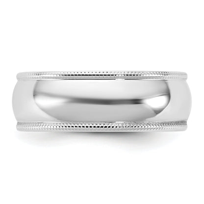 10K White Gold 10Kw 6.5mm Lightweight Milgrain Half Round Band Size 14